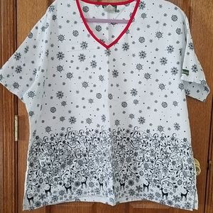 UA Scrubs snowflakes and reindeer scrub top